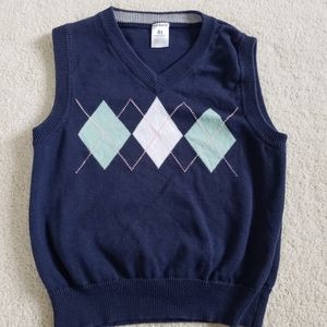 Carter/'s Knit Sweater Vest 3 24 M Gray White Stripe Anchor NWT